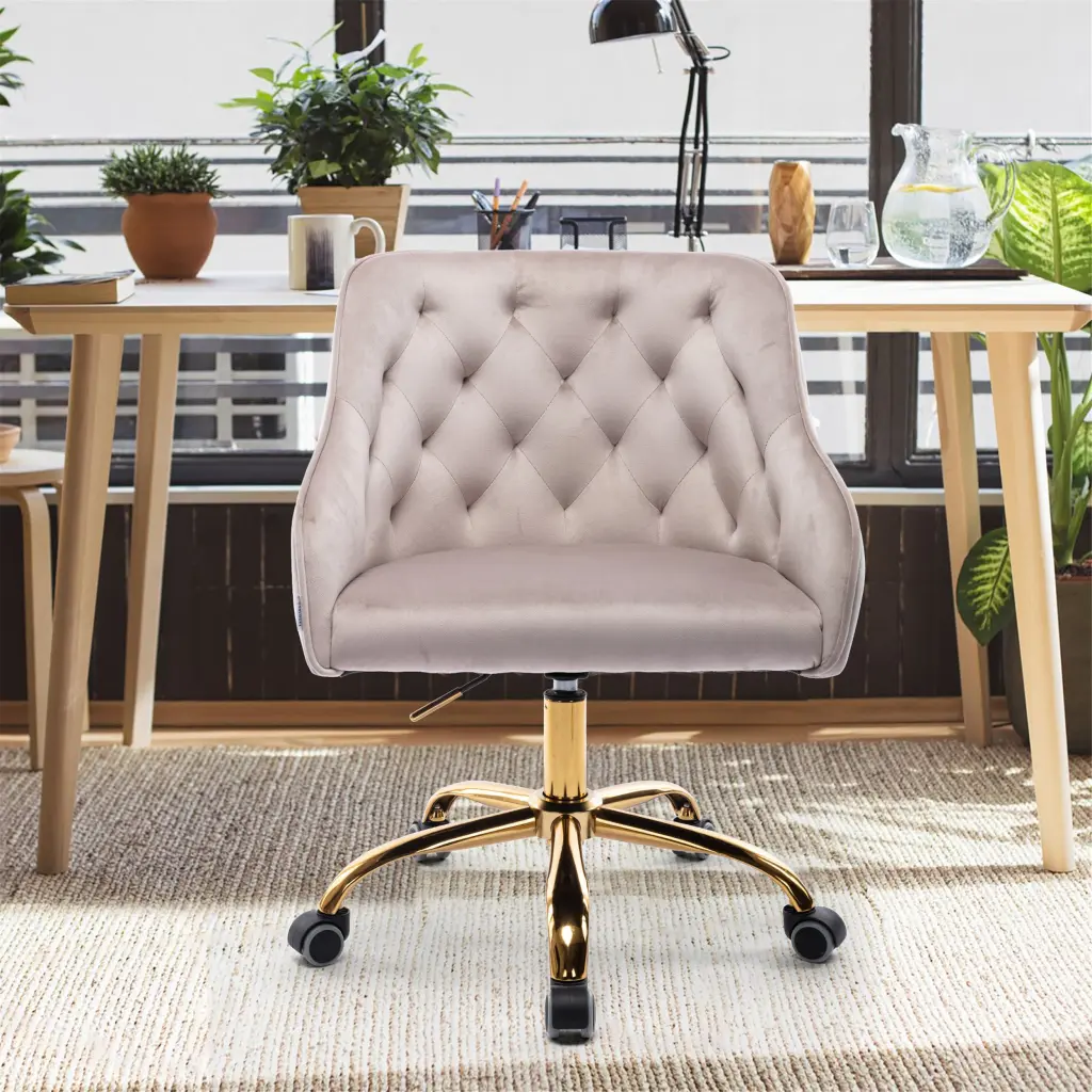 Coolmore Velvet Home Office Desk Chair Modern Cute Computer Chair White coolmore w-395