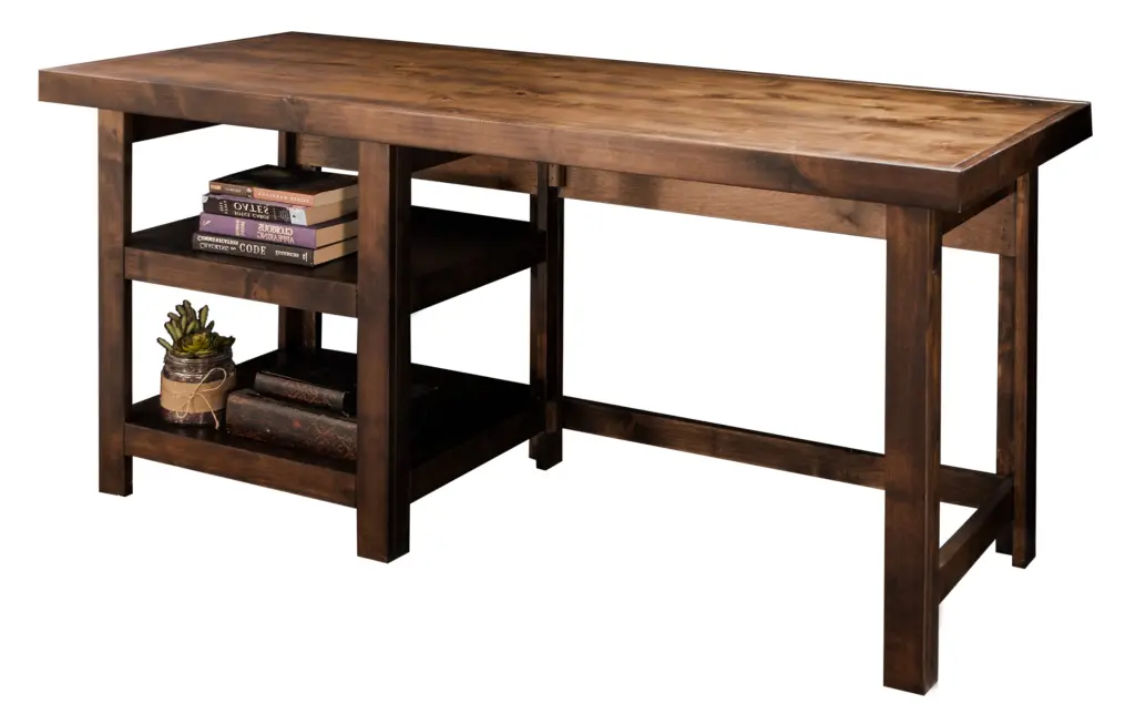 Sausalito 60 Inch Workstation Desk Whiskey Finish No Assembly bridgevine home