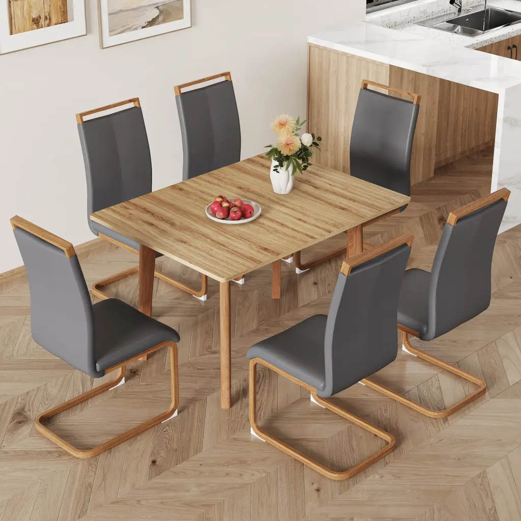 Wood Colored MDF Desktop Rubber Wooden Legs Foldable Computer Desk droom w-1151