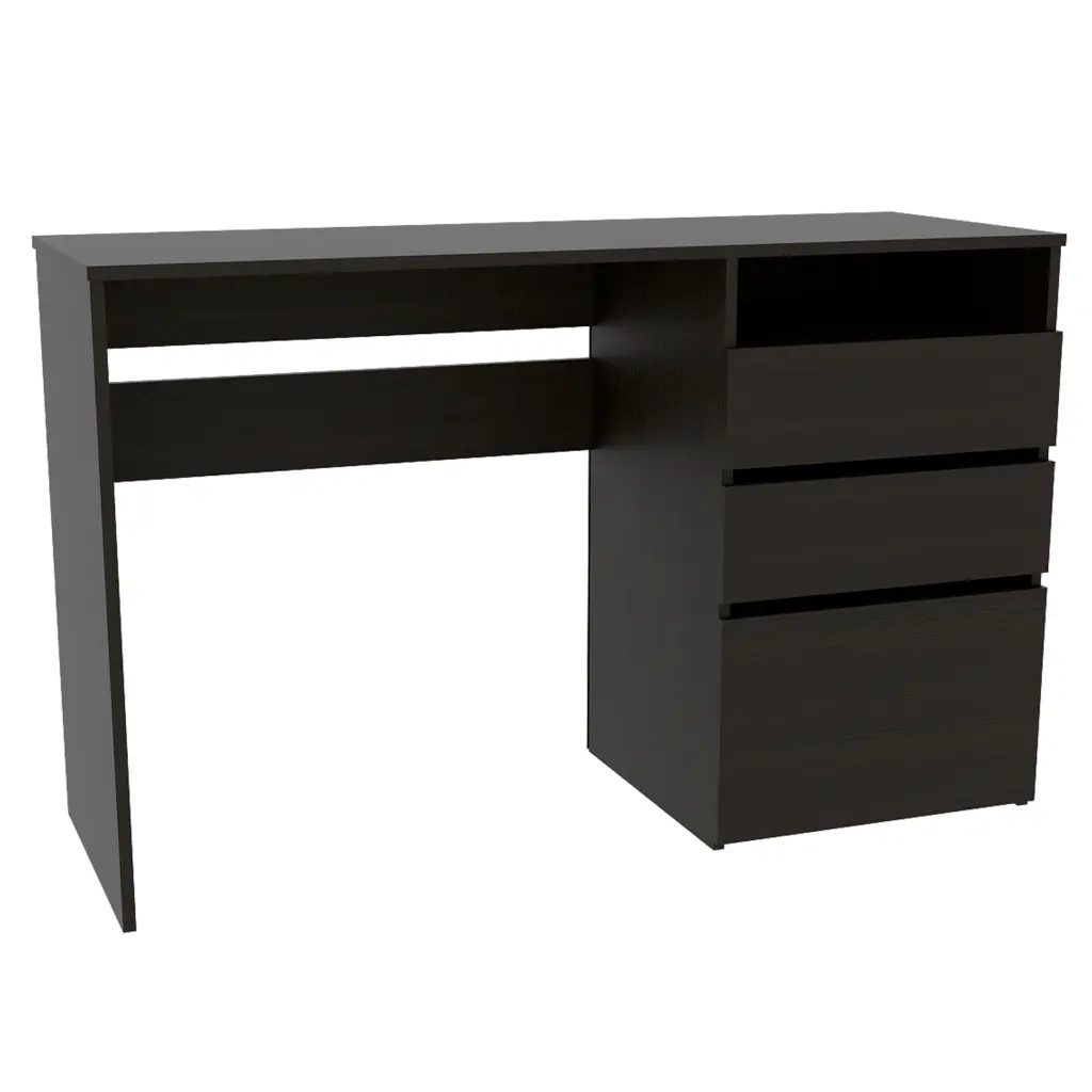 Louisiana Writing Computer Desk Three Drawers Black Office Desk fm furniture