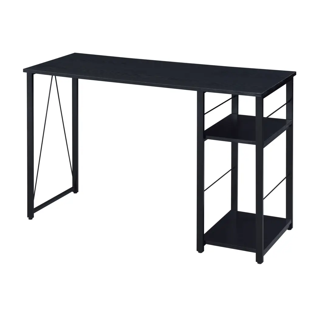 Black 2 Shelf Rectangular Writing Desk Black Writing Desk Office Industrial furniture max