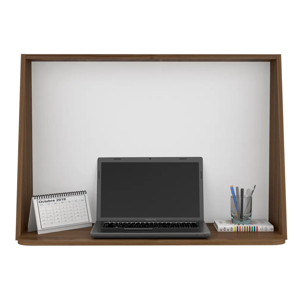 Mahogany and White Floating Wall Desk Shelf furniture max