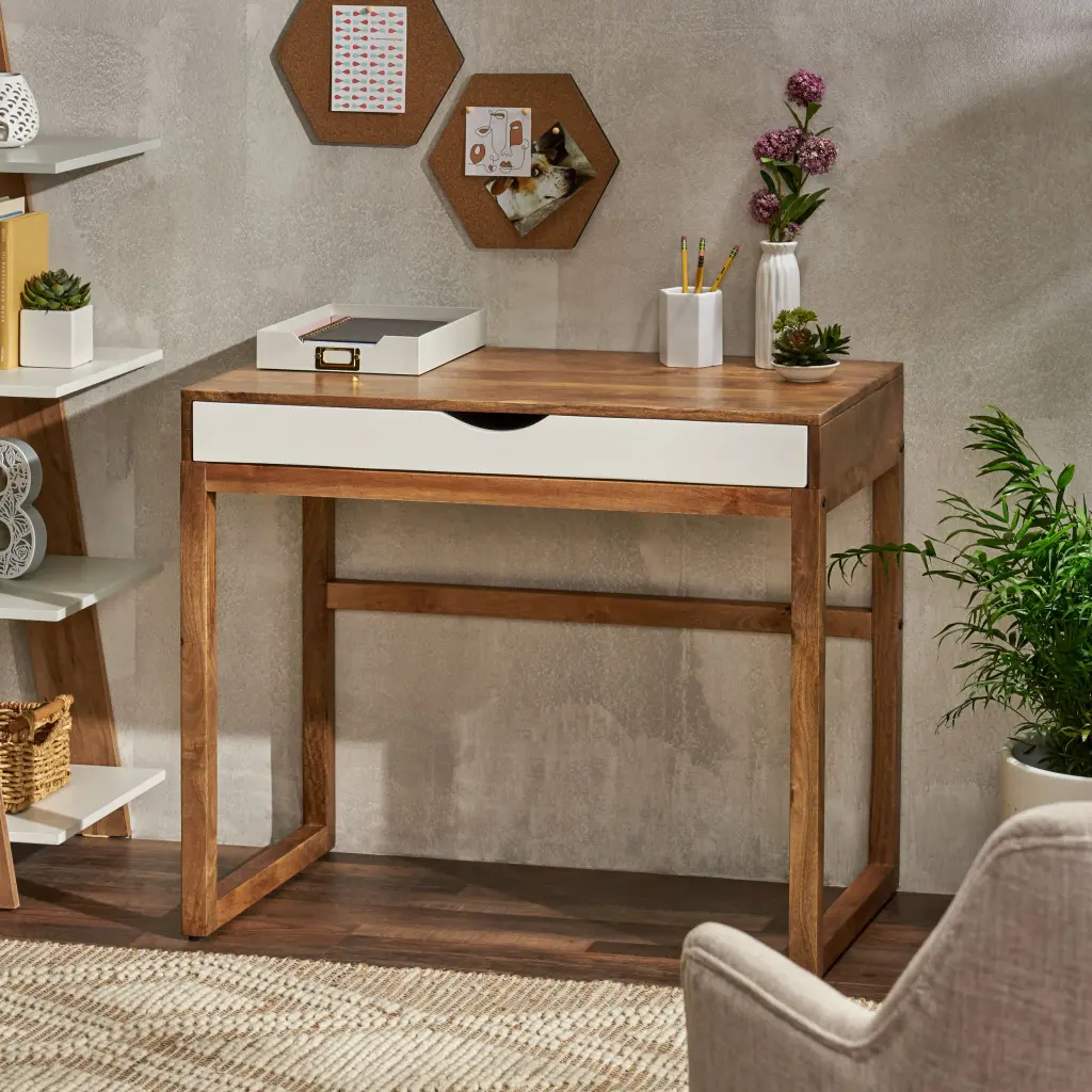 Desk Natural Solid Wood MDF Study Table Home Office Furniture nh-cloudhouse