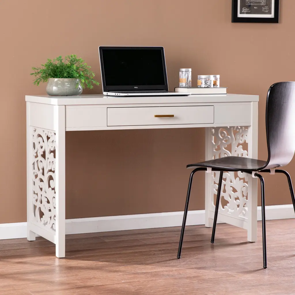 Ivybridge Gray MDF Desk Storage Home Office and Study sei