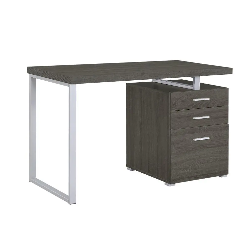 3 Drawer Office Desk Weathered Grey Finish Grey Drawers Particle Board simple relax