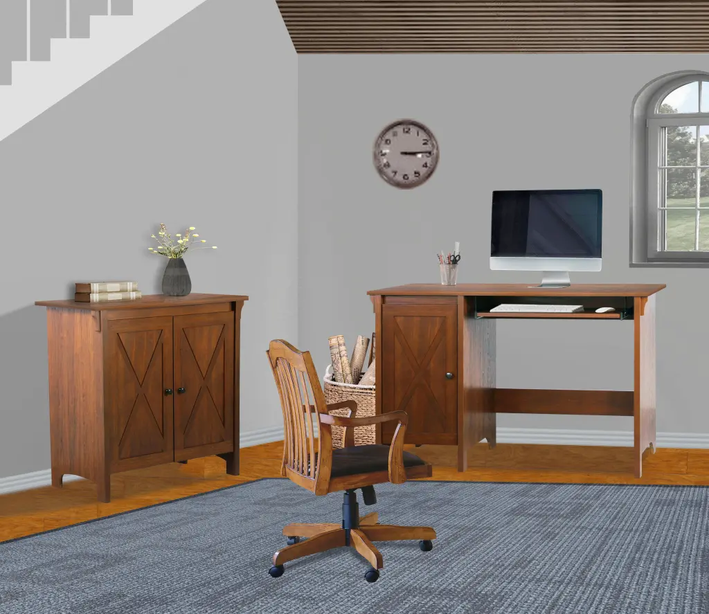 47 Inch Writing Desk Timeless Cherry Finish Adjustable Height Office Desk singularity