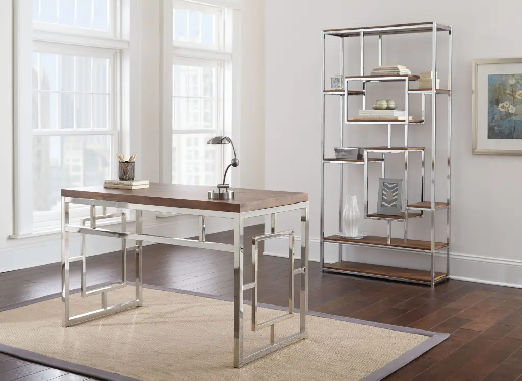 Alize Desk Dark Brown Wood Writing Desk Home Office steve silver furniture