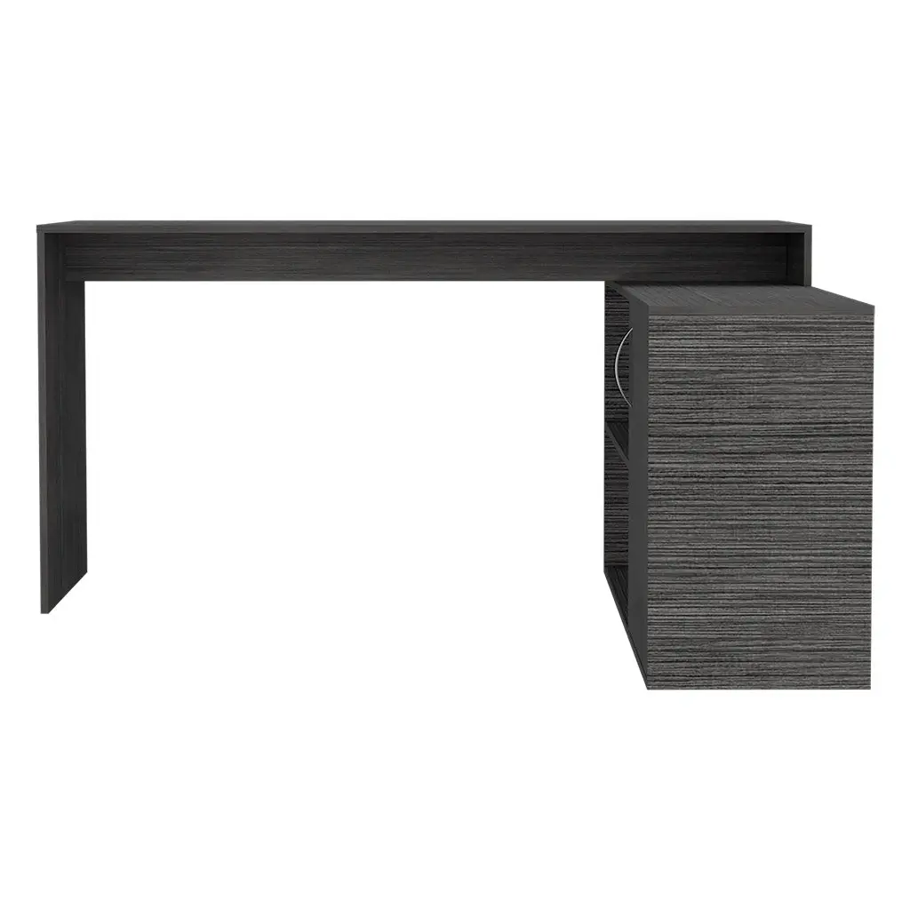 L Influenced Desk Desti Office Smokey Oak Gray Particle Board Computer Desk treevol furniture