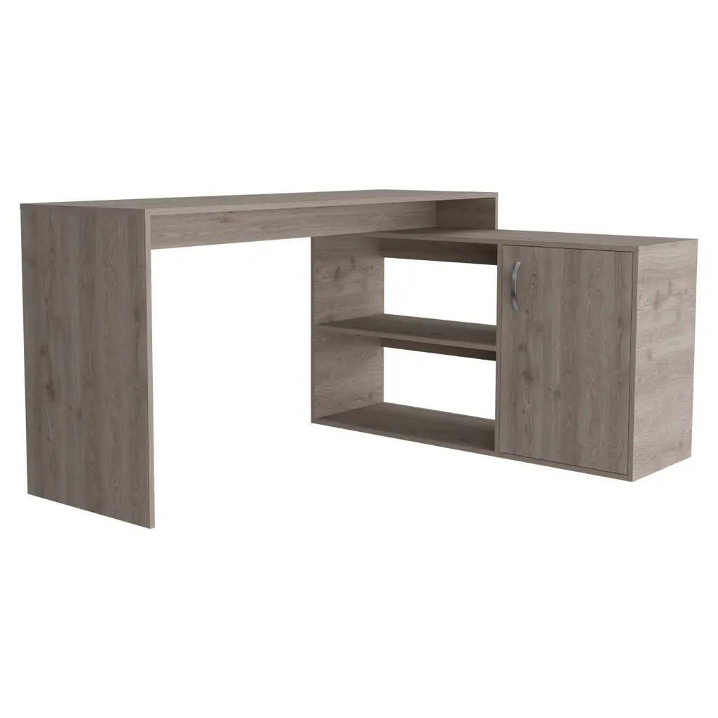 L Shaped Desk Light Gray Office Desk Particle Board treevol furniture