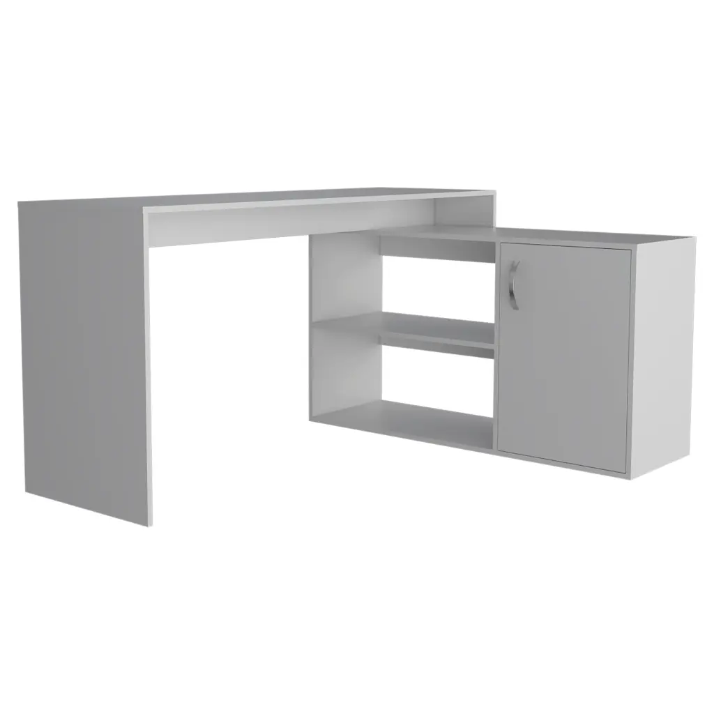 L Shaped Desk Office Computer Desk White Particle Board treevol furniture