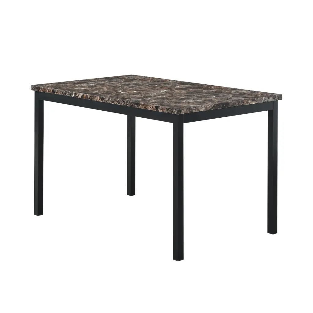 Faux Marble Top Metal Frame Dinette Table Black Metal Kitchen Table beds - sofas