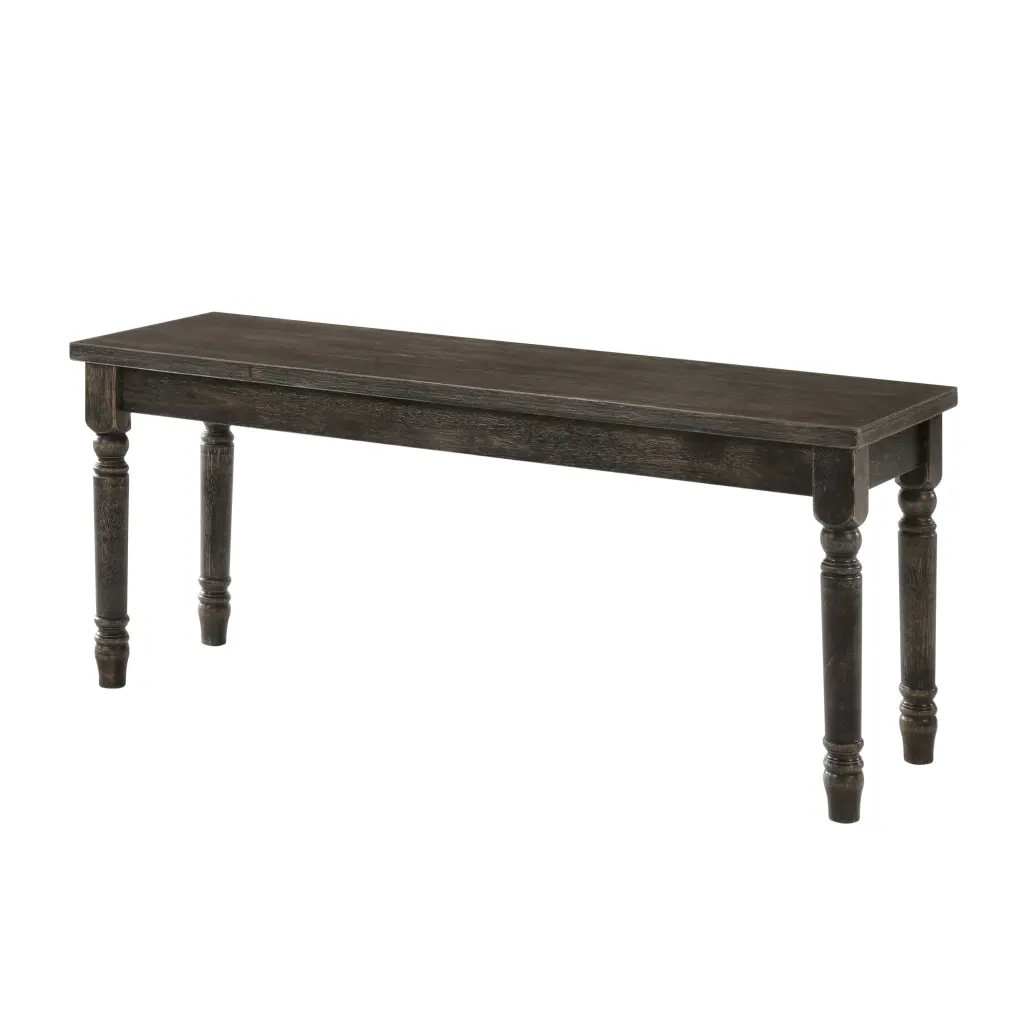 Weathered Grey Bench Turned Legs Dining Room or Entryway furniture max