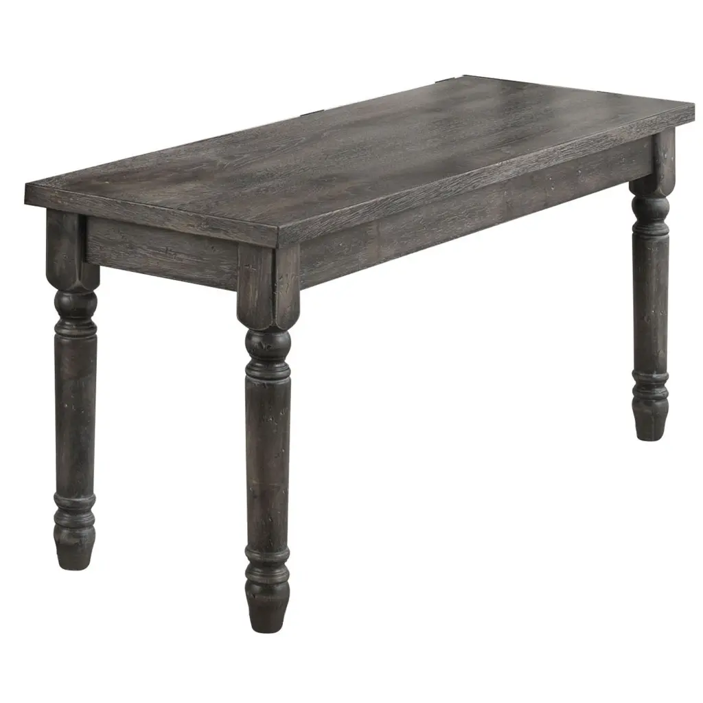 Weathered Grey Dining Bench Turned Legs Grey Gray Dining Room Furniture furniture max