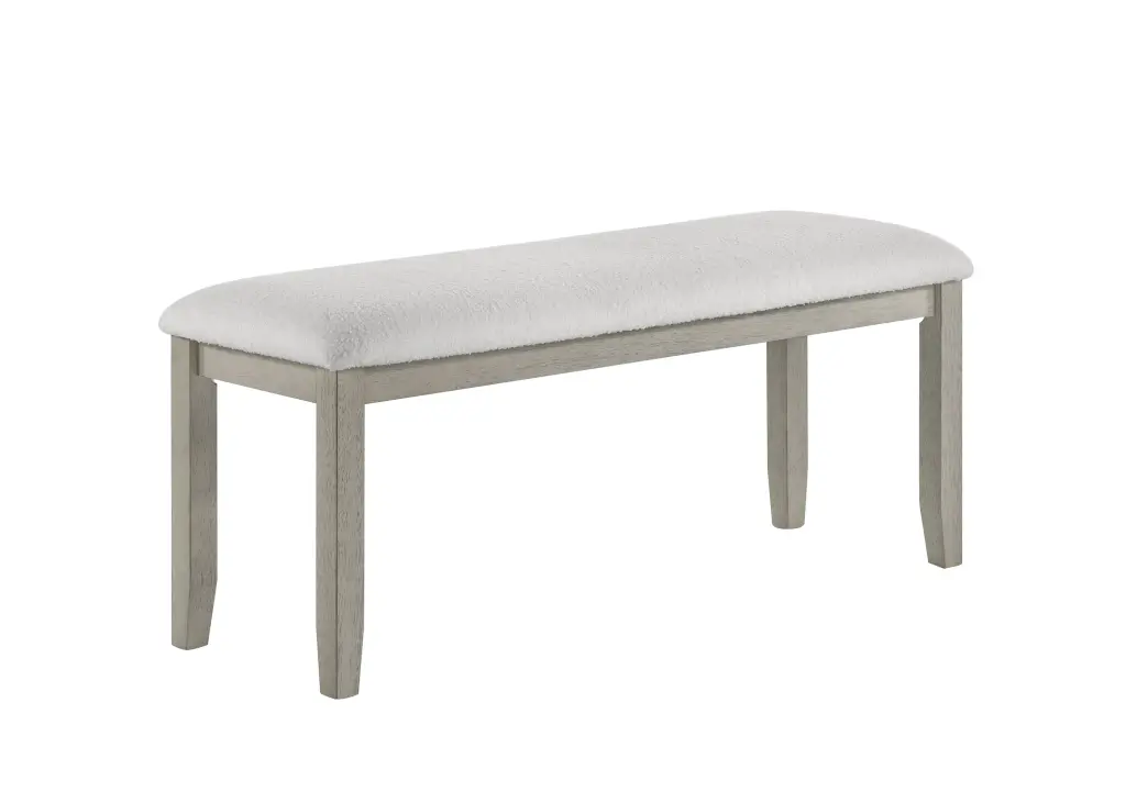 Gray Finish Quality Height Dining Bench White Fabric Upholstery kanepe