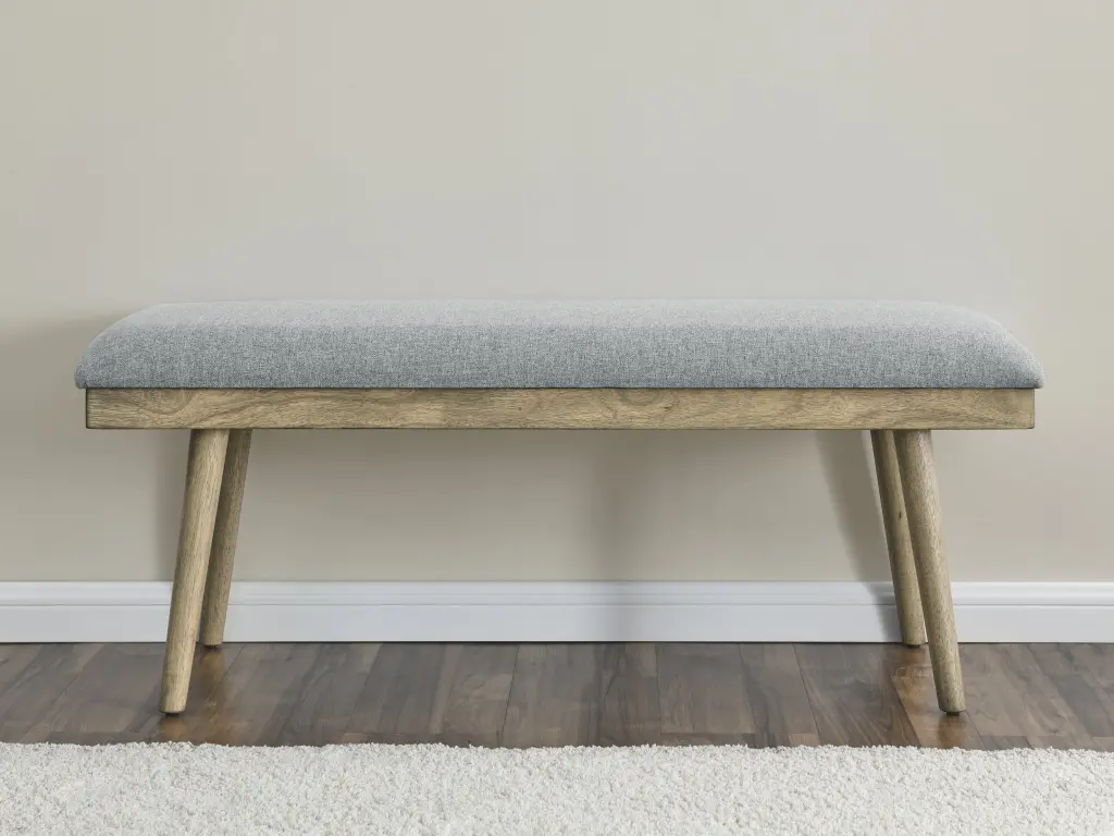 Vida Polyester Dining Bench Gray Dark Gray Fabric Modern Kitchen Seating steve silver furniture