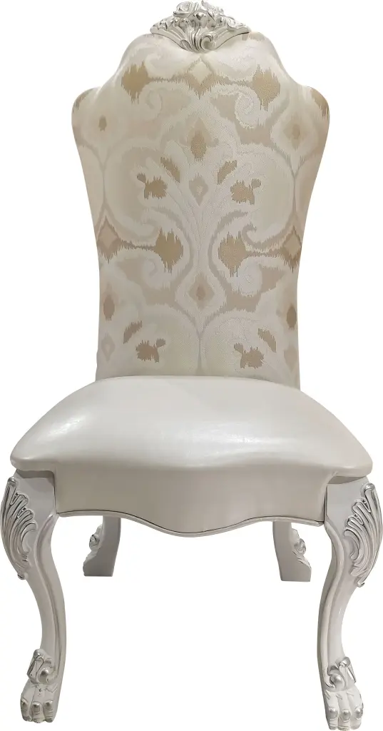Dresden Side Chair Set 2 - Fabric & Bone White Finish Modern Dining Chairs acme onsite store