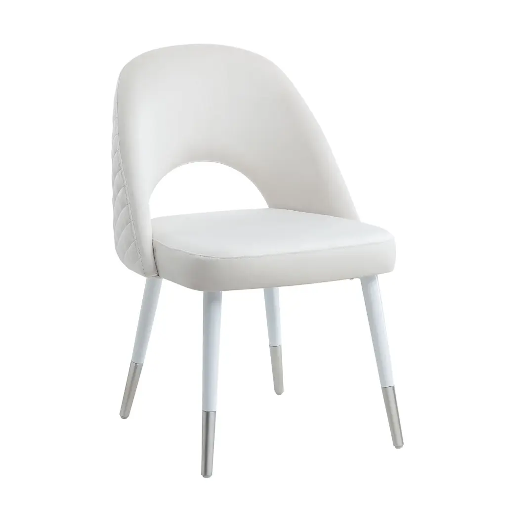 Zemirah White Velvet Side Chair Set 2 White Finish Modern Dining Chairs acme onsite store