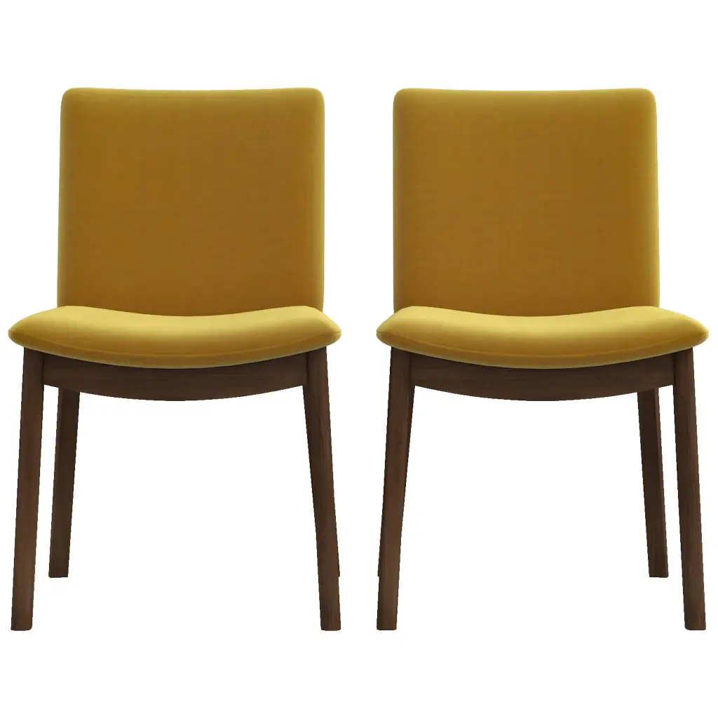 Laura Mid Century Modern Solid Wood Dining Chair Set 2 Yellow ashcroft furniture