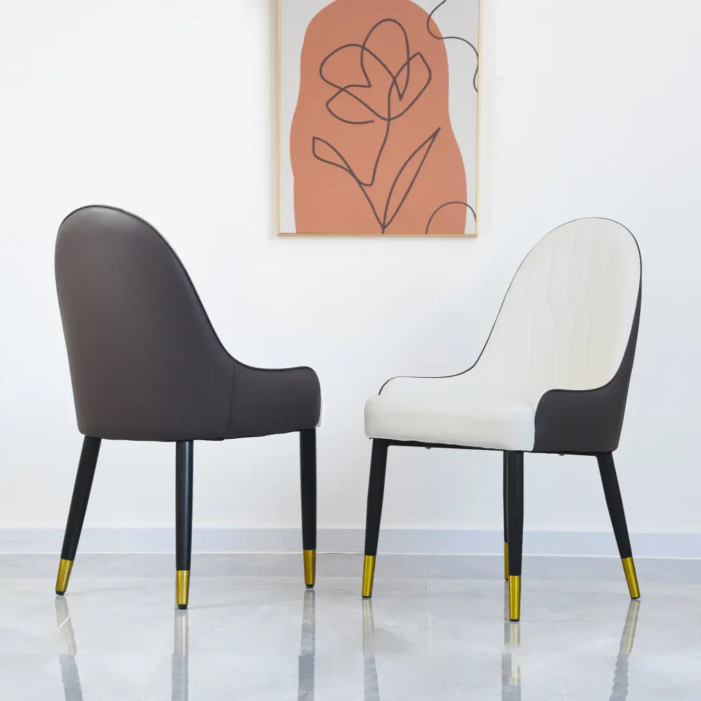 Modern PU Sponge Filled Dining Chair Solid Wood Metal Legs atunus