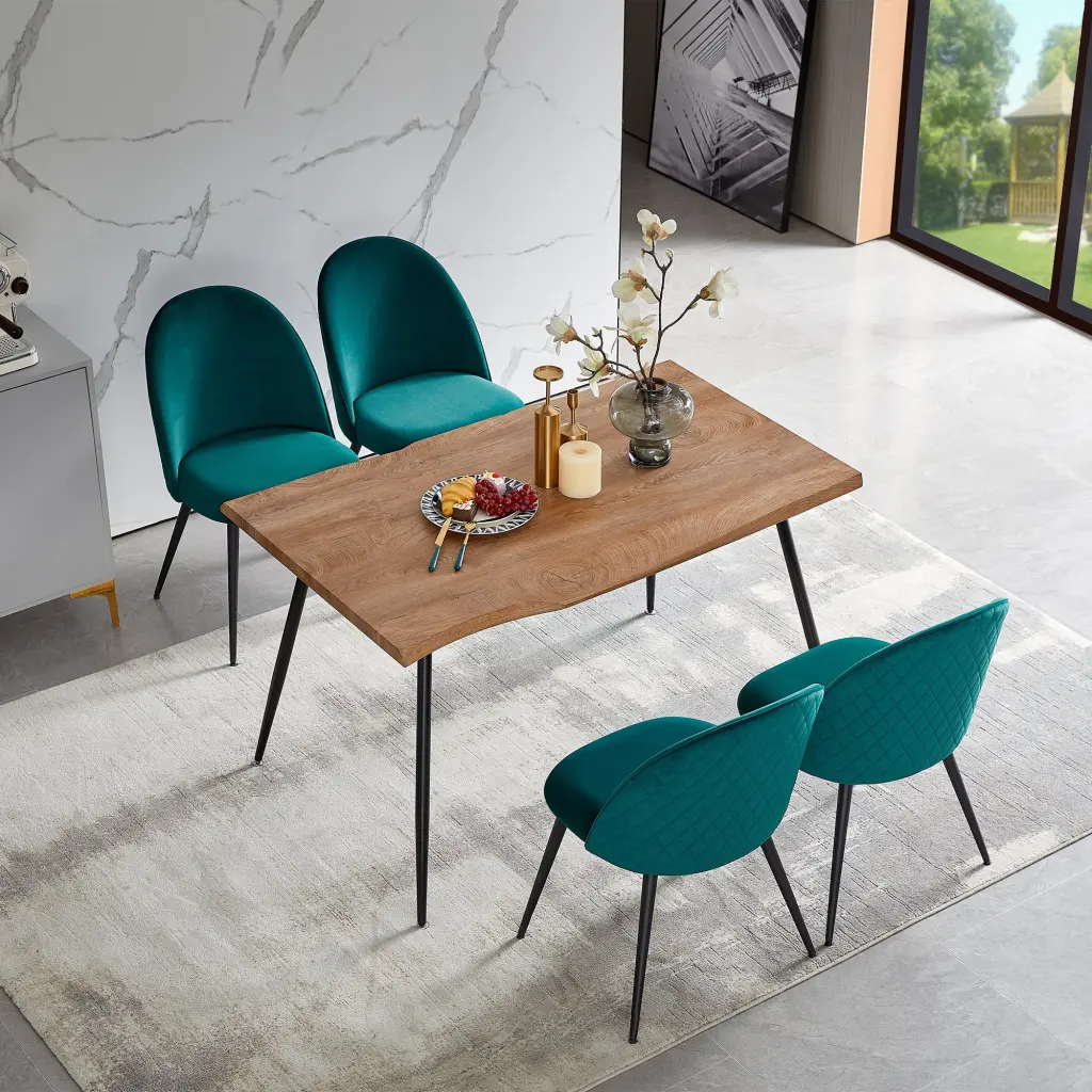 Green Velvet Dining Chairs Black Metal Legs Set 4 bn smart home w1516