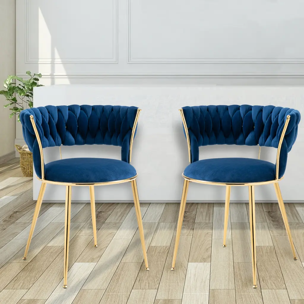 Coolmore Velvet Dining Chairs Set 2 Woven Upholstered Modern Kitchen Chairs coolmore w-395