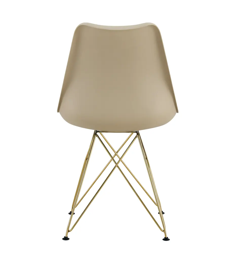 Modern Dining Chairs Shell Lounge Plastic Seat and Golden Steel Legs Set 4 d-n furniture