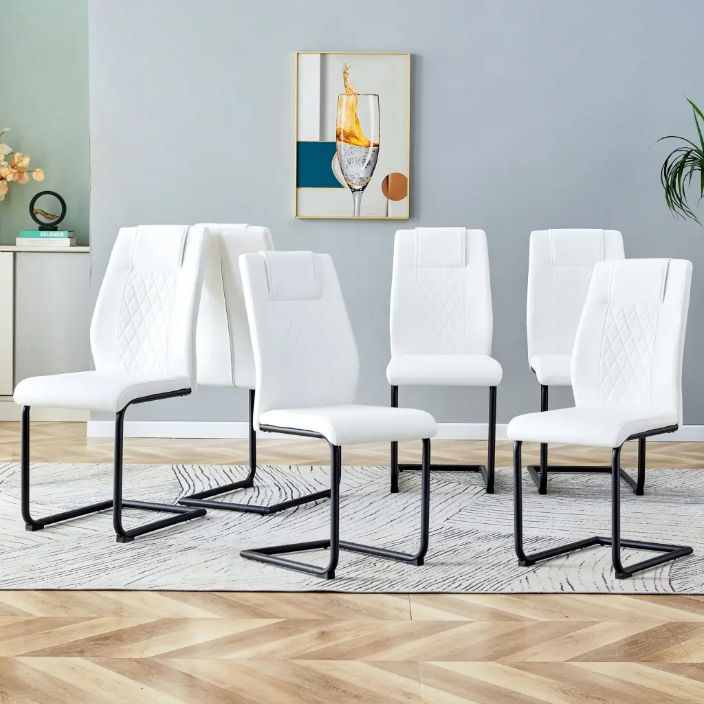 Modern Dining Chairs Faux Leather Upholstered Seats Dining Room droom w-1151