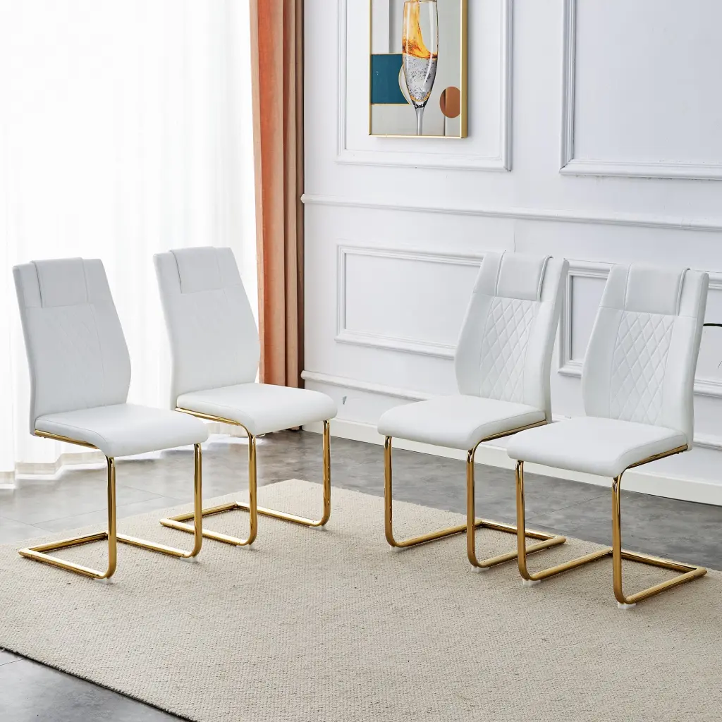 Modern Dining Chairs Golden Legs Cushioned Seats Dining Room droom w-1151