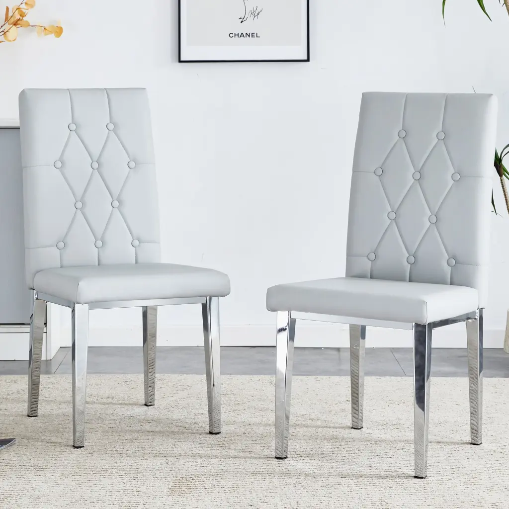 2 Piece Dining Chairs Light Gray Supplys Modern Feel, While Comfortable Seating droom w-1151