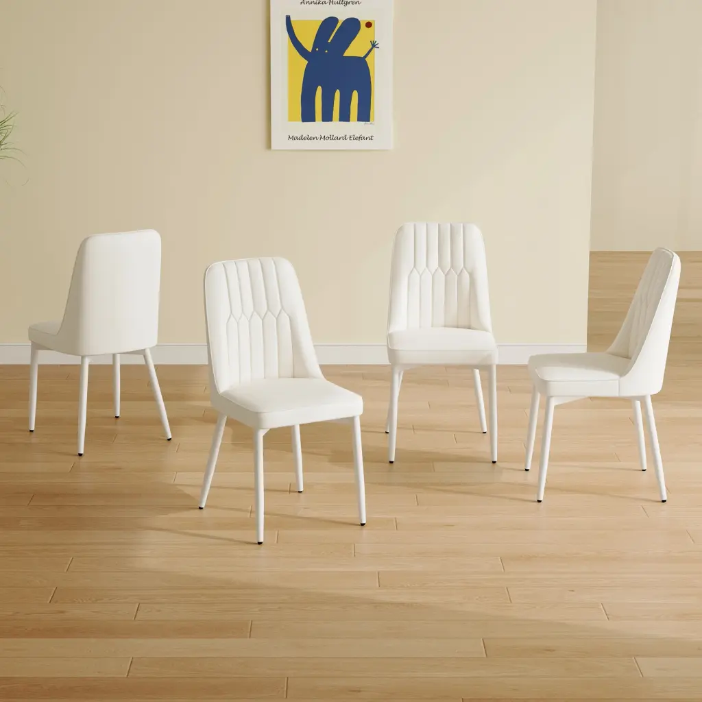 White Dining Chairs Living Room Chairs Metal Legs Strong Support droom w-1151