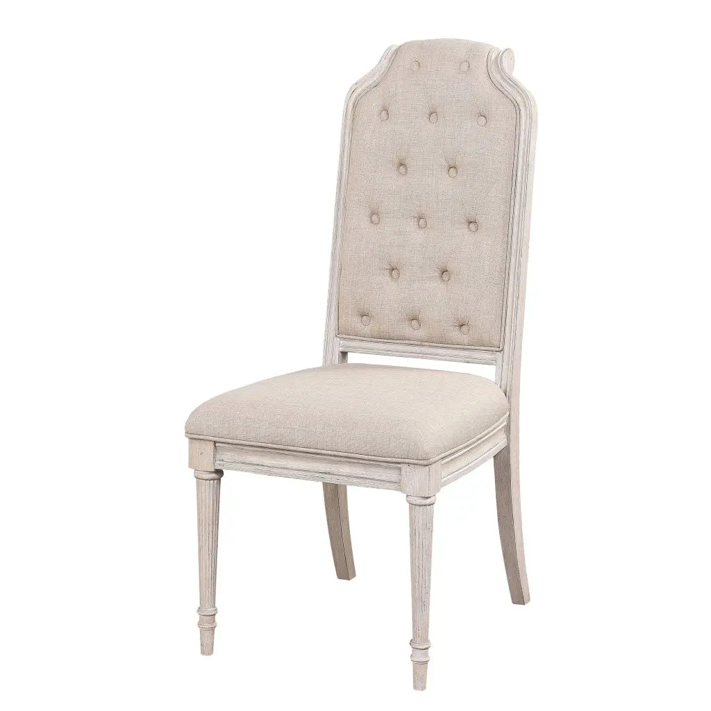 Beige And Antique Champagne Tufted Back Side Chairs Set 2 furniture max