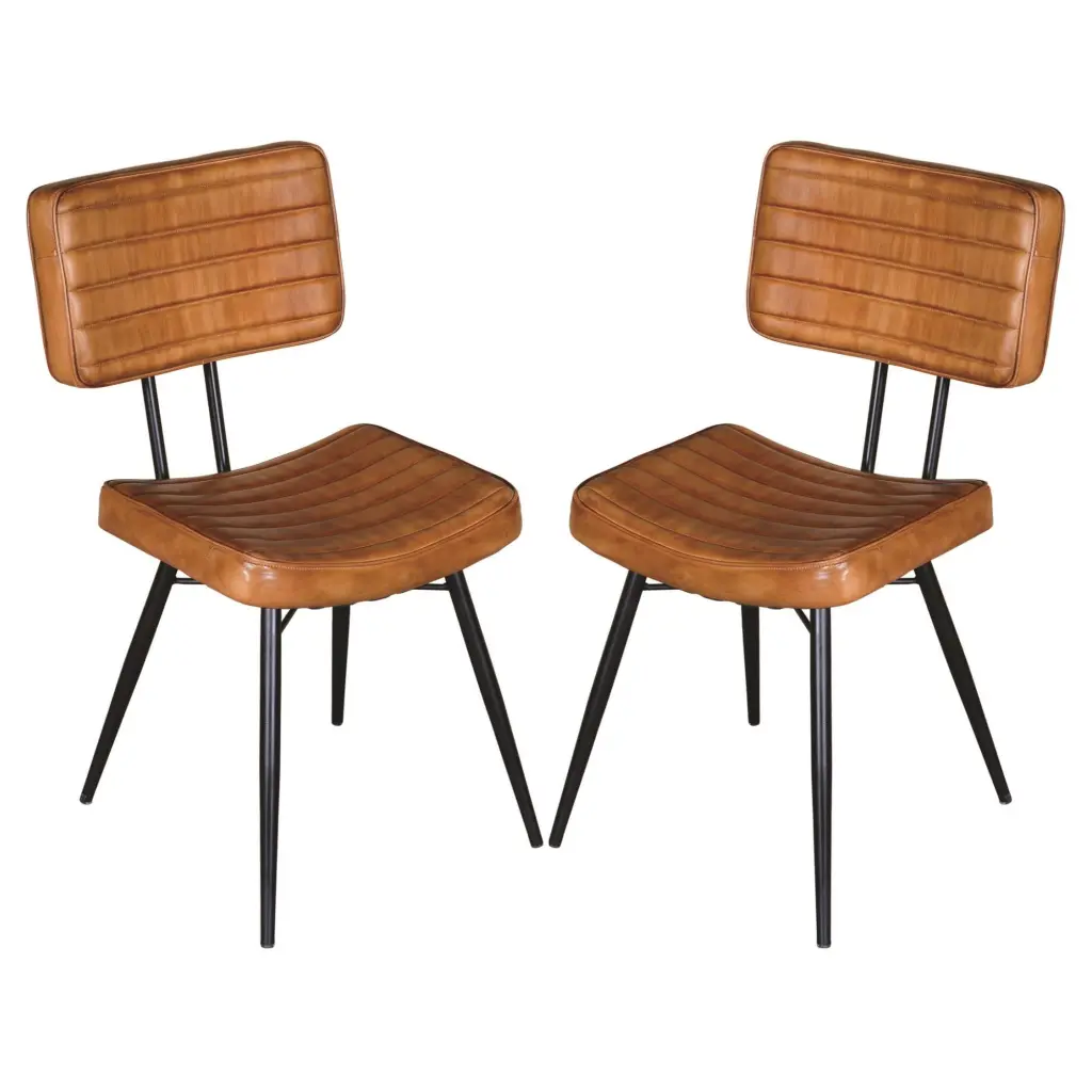 Camel And Black Tufted Side Chairs Set 2 Solid Camel Dining Room Furniture furniture max