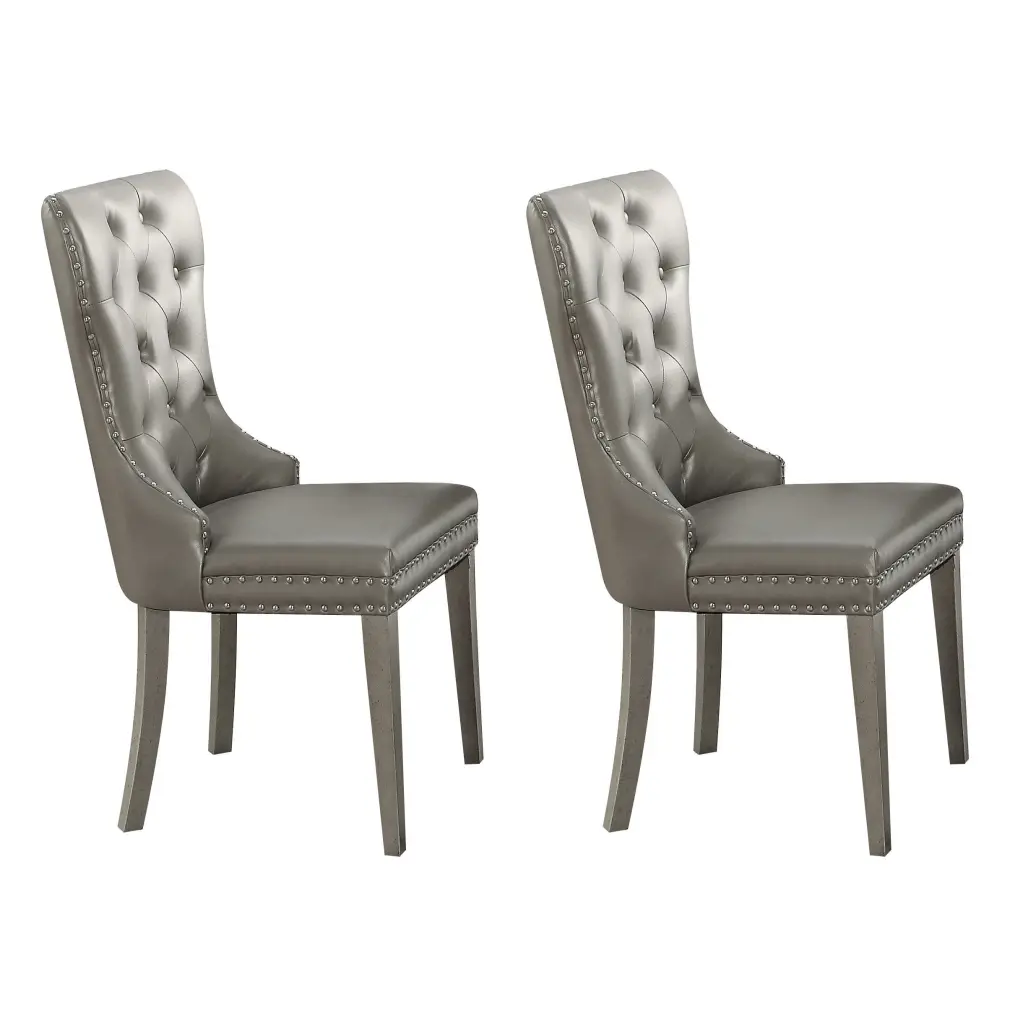 Champagne Tufted Side Chairs Set 2 Solid Champagne Dining Room Traditional Chairs furniture max