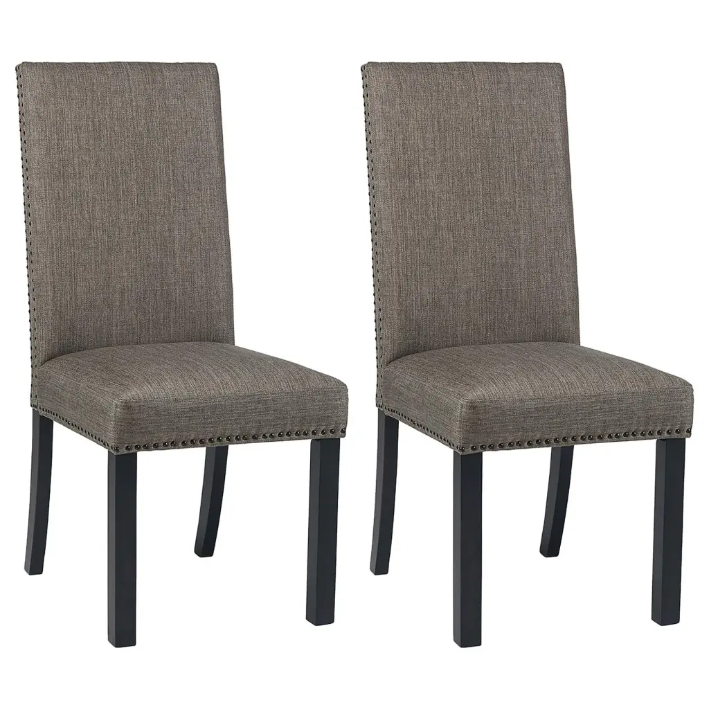 Grey Black Upholstered Parson Chair Set 2 Solid Grey Dining Room Chairs furniture max