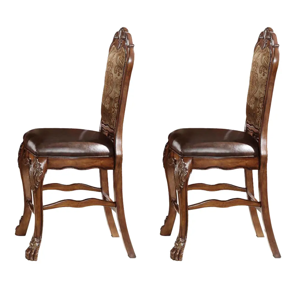 Set 2 Beige and Cherry Oak Counter Height Chairs Vintage Dining Room furniture max