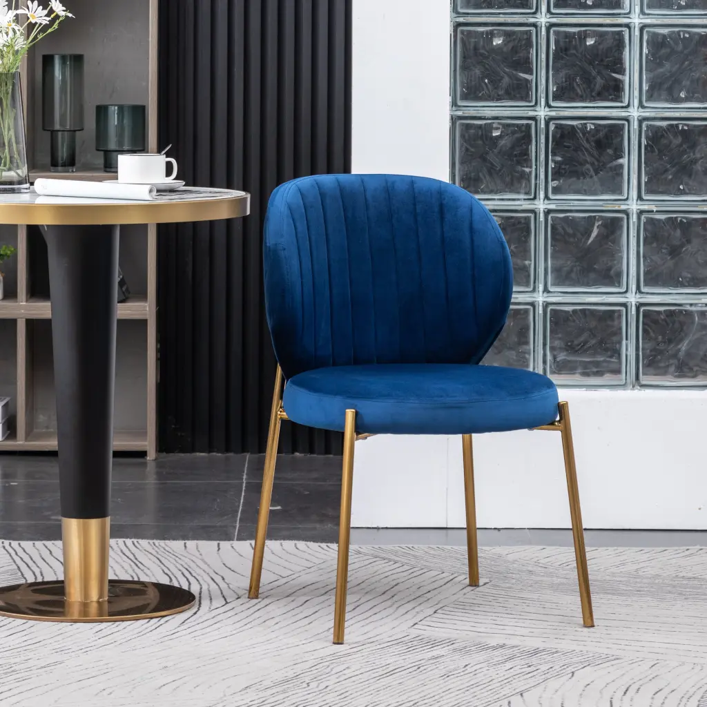 Amoa Contemporary Velvet Upholstery Dining Chair Blue Velvet hz