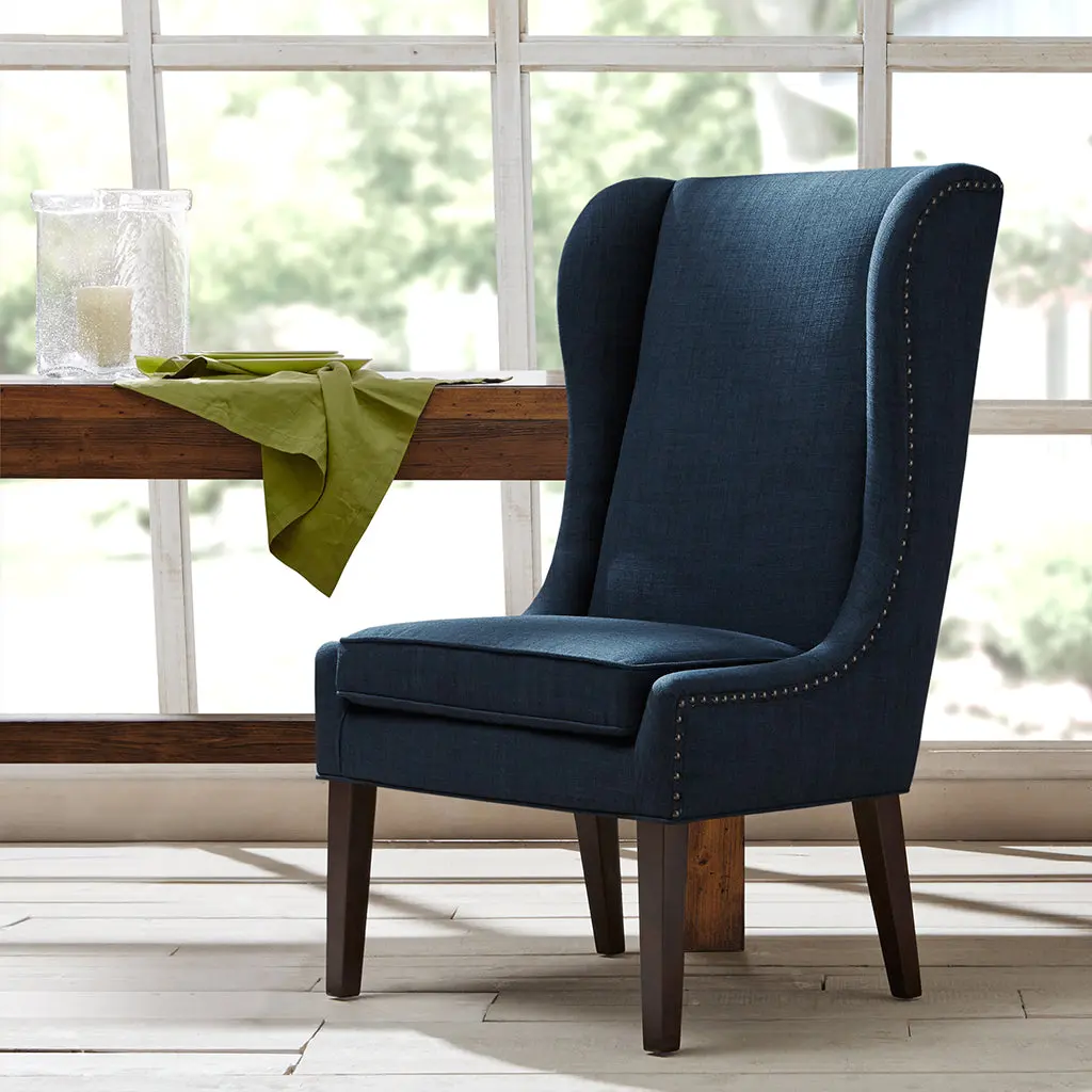 Captain's Dining Chair Dark Blue Polyester Upholstered jla