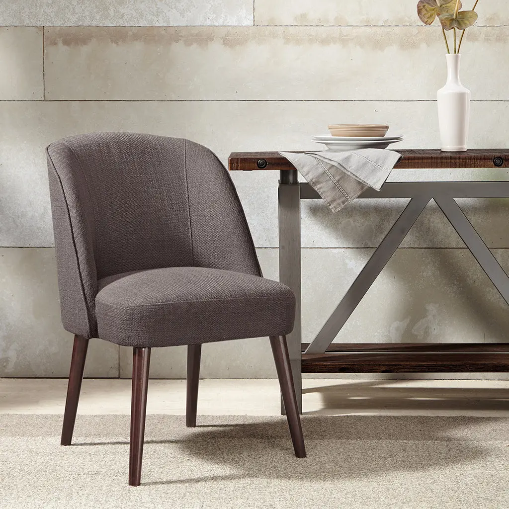Rounded Back Dining Chair Charcoal Polyester Upholstery jla