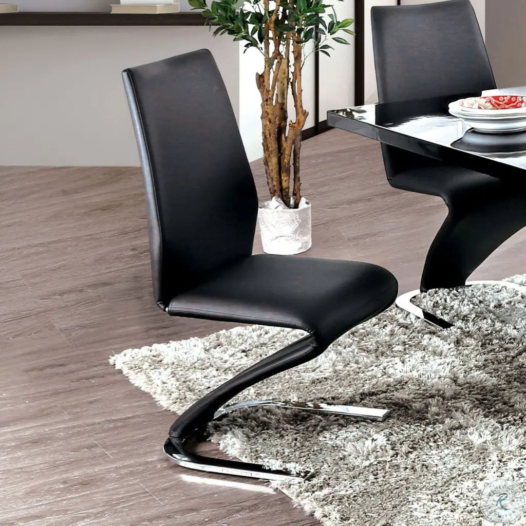 Contemporary Style Z Influenced Chair Base 2Pcs Dining Chairs Black Chrome Modern Design kanepe