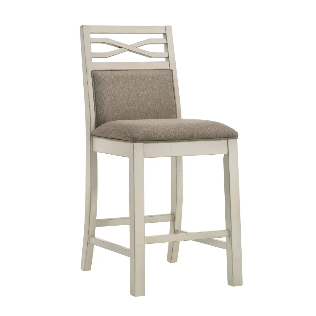 Counter Height Chairs Set 2 Gray Finish Casual Country Style Fabric Seats kanepe
