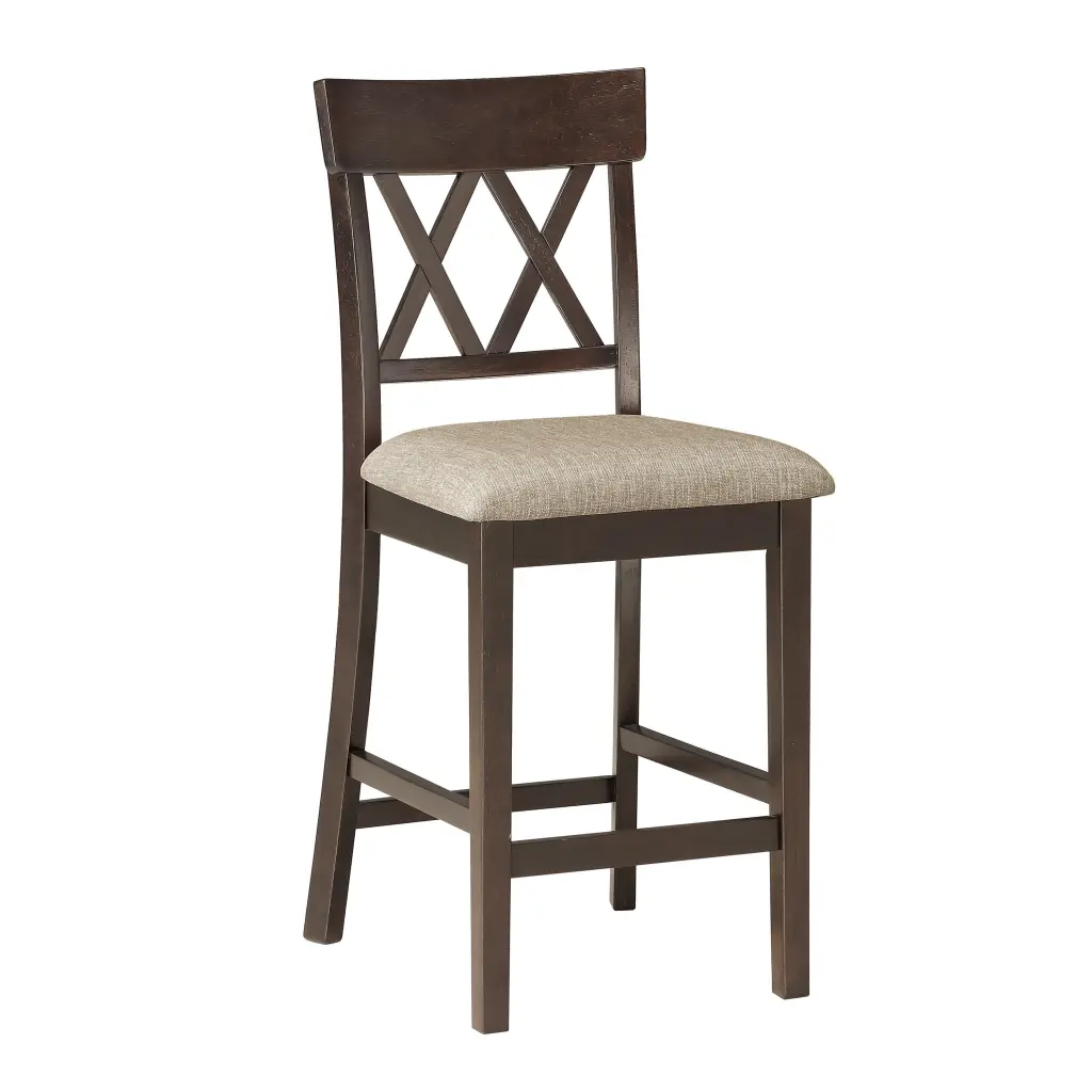 Dark Brown Counter Height Chairs 2Pc Set Double X Back Design Kitchen Dining Chairs kanepe