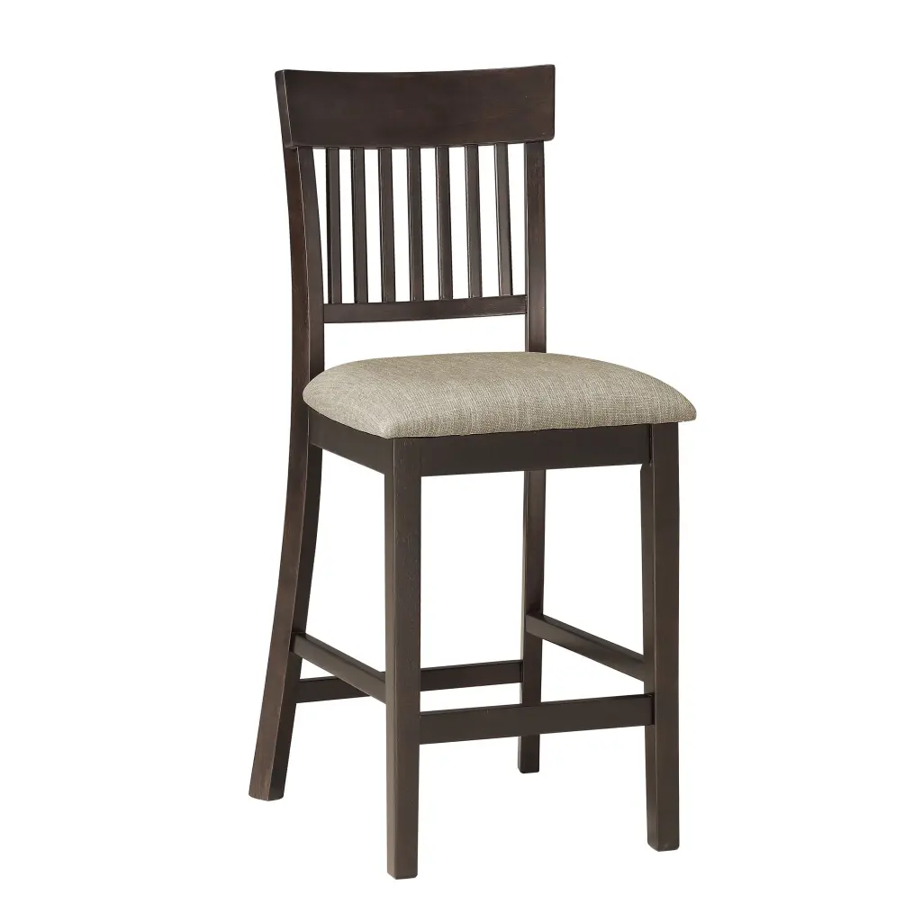 Dark Brown Finish Counter Height Chairs 2 Piece Set Vertical Slat Back Design kanepe