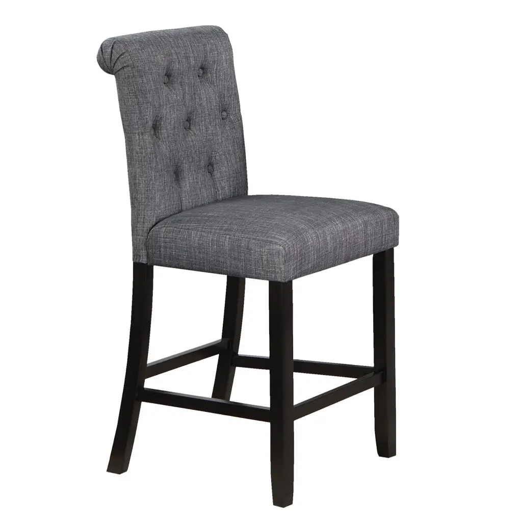 Set 2 Charcoal Fabric Counter Height Dining Chairs Contemporary Design kanepe