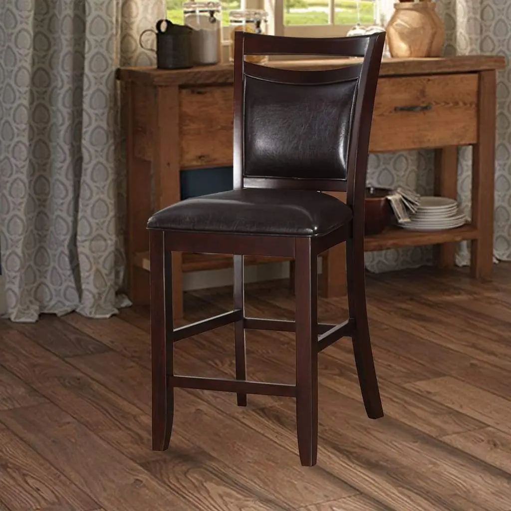 Set 2 Counter Height Chairs Brown Wood Finish Mid Century Modern Style kanepe
