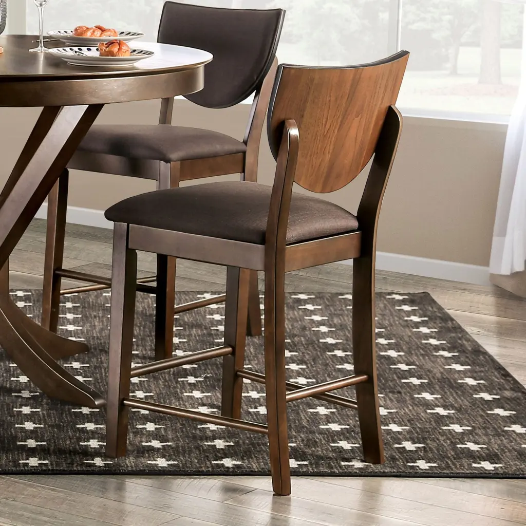 Set 2 Counter Height Chairs Walnut Finish Solid Wood Dining Room kanepe
