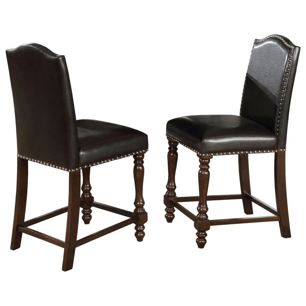 Traditional Style Counter Height Dining Side Chair 2Pc Set Espresso PU Leather kanepe
