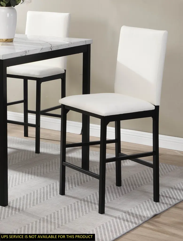 White Counter Height Chairs 4Pc Set Black Metal Frame Casual Dining Room Furniture kanepe
