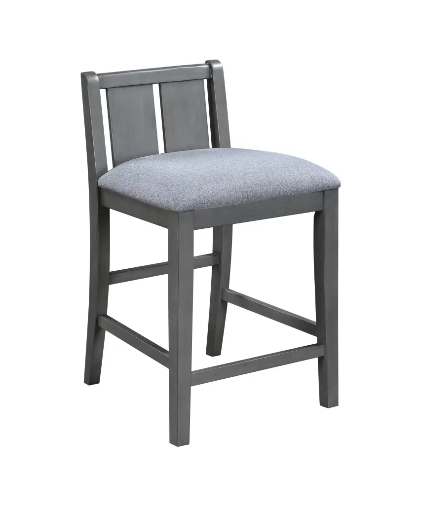 Graham Set 2 Gray Finish Upholstered Seat 20 Inch Counter Height Chairs lilola home