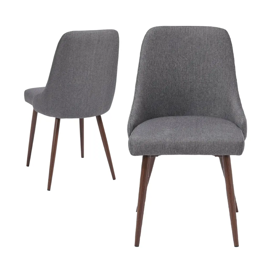 Oslo Modern Grey Upholstery Side Dining Chair Set 2 Solid Dark Frame new spec furniture