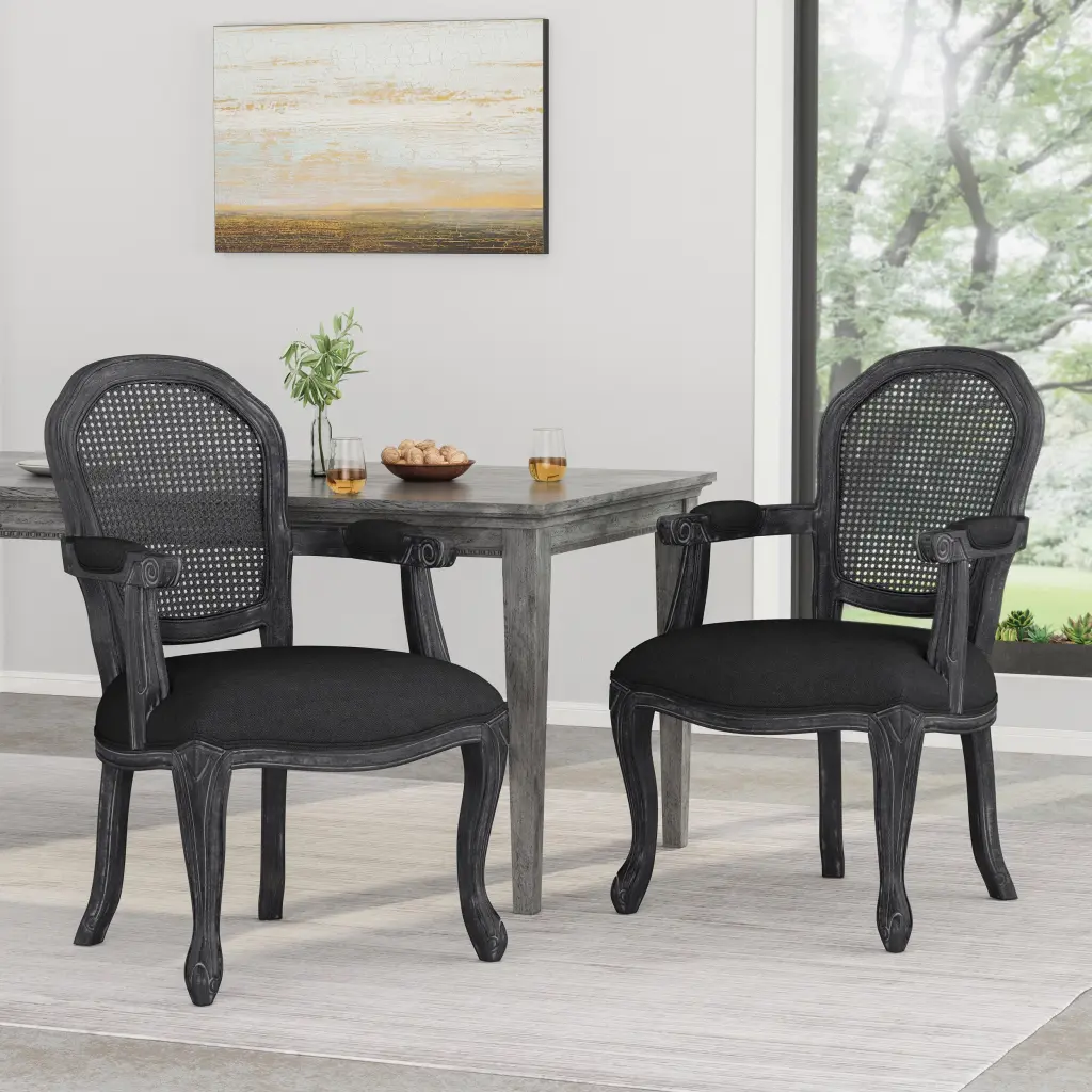 Dining Chair Black Wood Fabric Upholstery Kitchen and Dining Room nh-cloudhouse